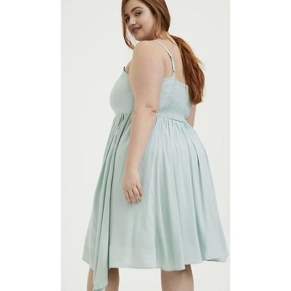 Torrid Mint Blue Challis Sharkbite Skater Dress Plus Size 4 - Picture 11 of 12
